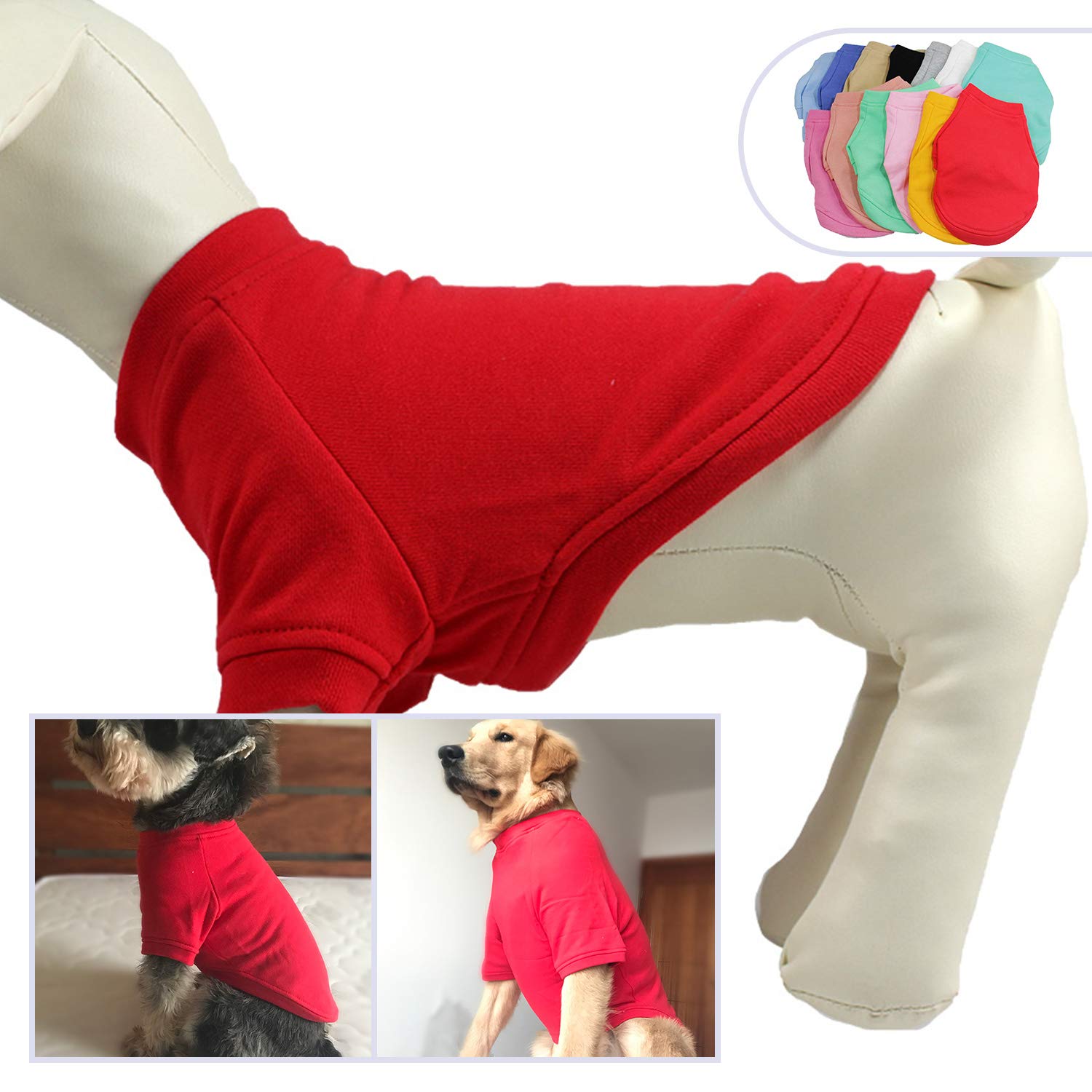 LovelonglongDog Pullover Sweatshirt Autumn Winter Cold Weather Dog T-Shirts for Small Medium Large Size Dogs Boston Terrier Clothes Red XL
