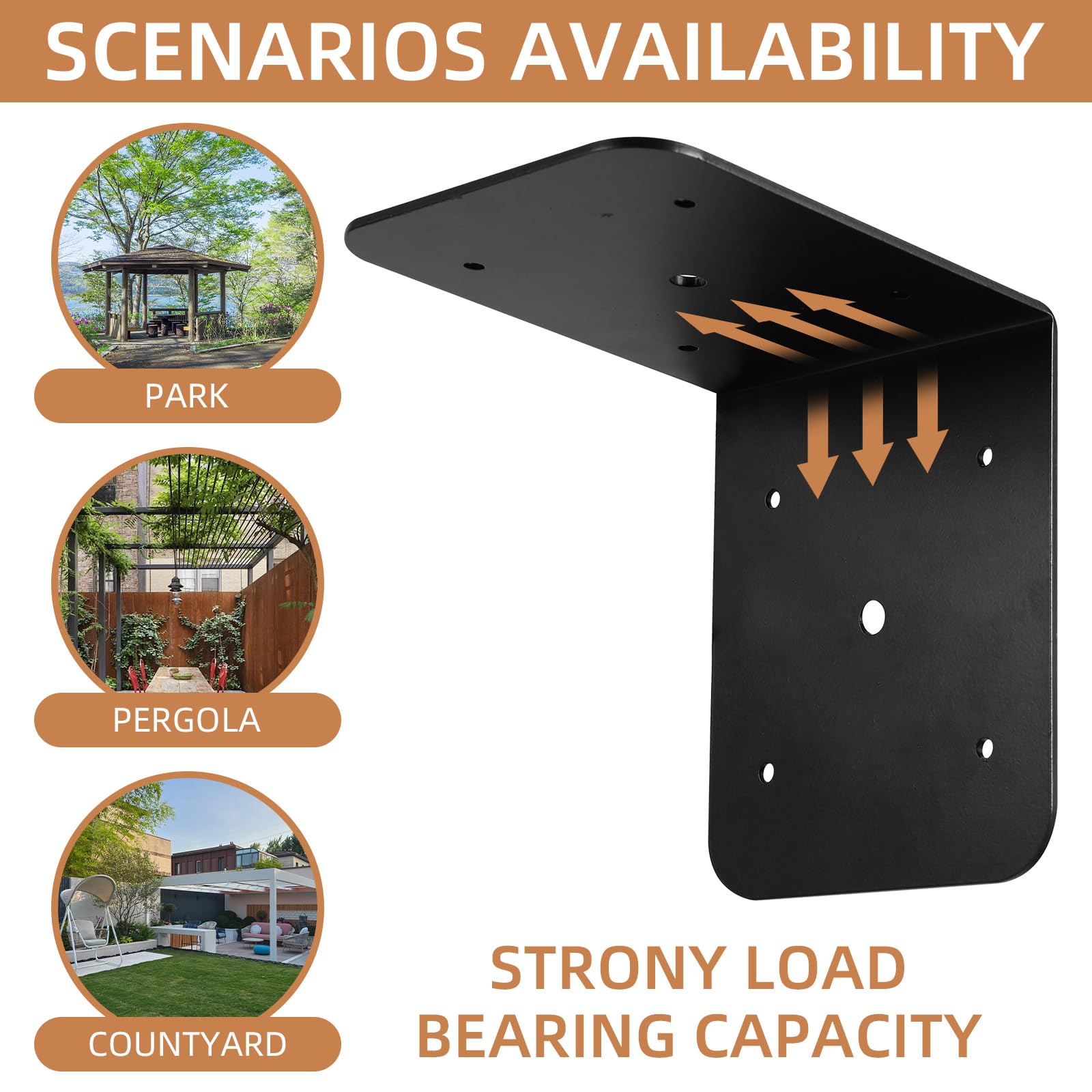 Confezione da 4 staffe angolari nere da 12,7 cm, 15,2 x 15,2 x 12,7 cm, resistenti, ad angolo retto, per connettori in legno per mobili in legno