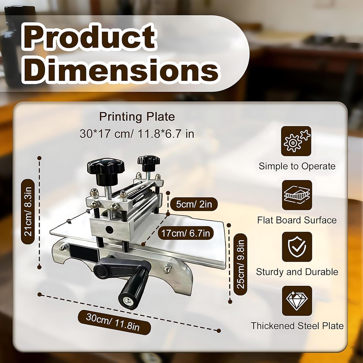 Prensa de impresión manual de grabado – Rodillo portátil para impresión y losa, ajustable para papel, madera, lino y artes y decoración de placas de cobre