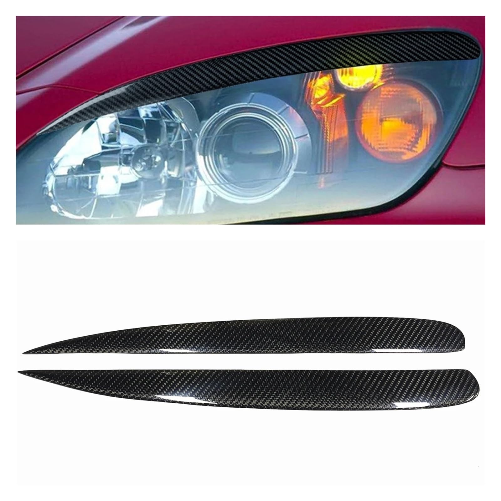 Osłona reflektora samochodowego, naklejka na reflektor, powieka reflektora, Compatible With S2000 2000-2008, prawdziwe włókno węglowe