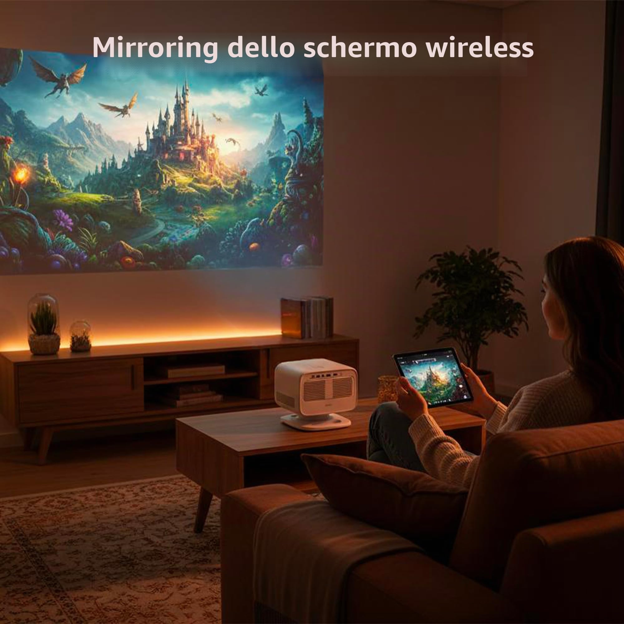 Philips Neopix 444 Proiettore 4K Risoluzione nativa 1080p 500 Lumen ANSI Stereo Sound 10W Auto Focus Auto Keystone Cavo HDMI a USB-C Incluso Bianco