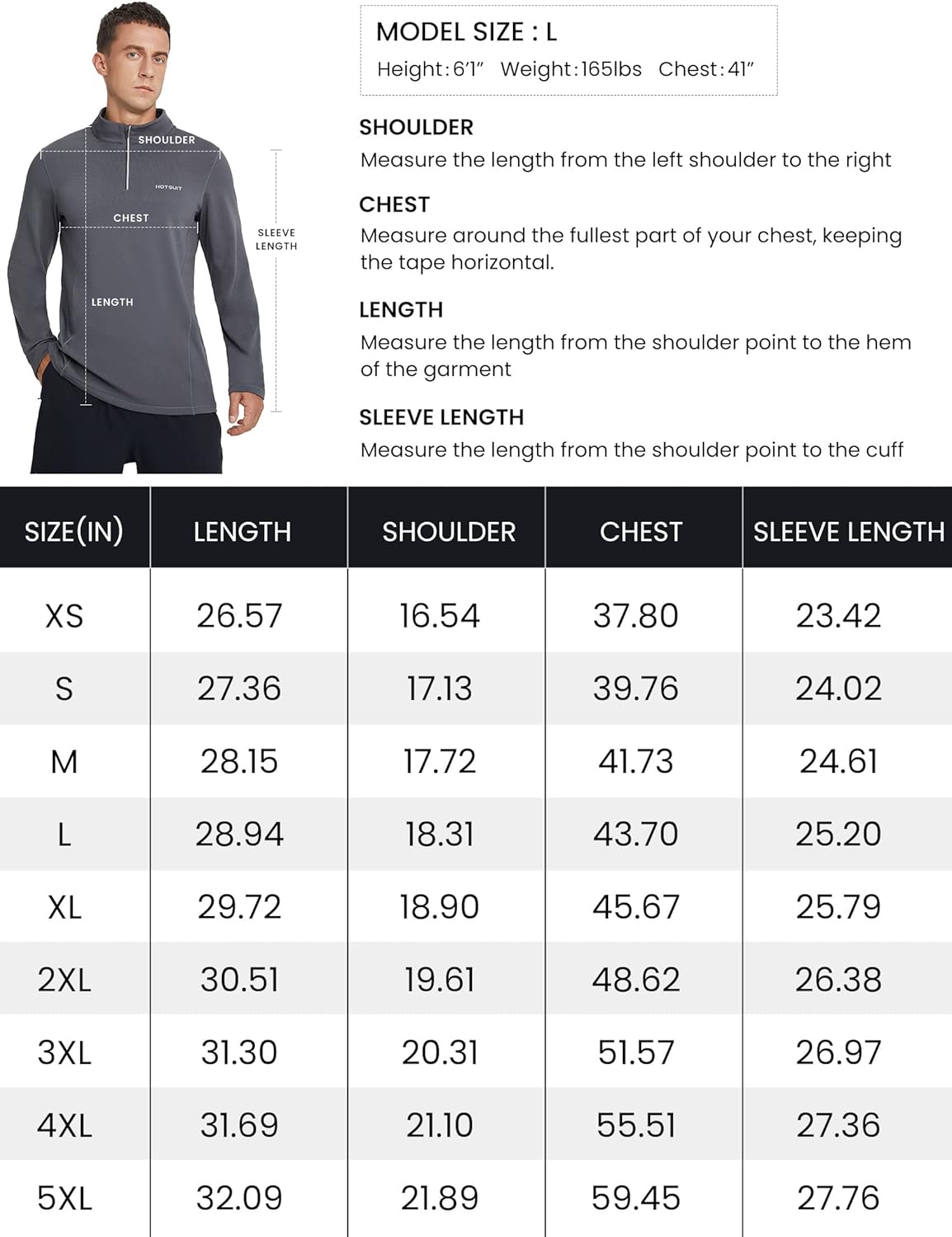 HOTSUIT 1/4 Zip Pullover Mens Running Shirt Quarter Zip Fleece Pullover Long Sleeve Quick Dry Lightweight Reflective : Clothing, Shoes & Jewelry