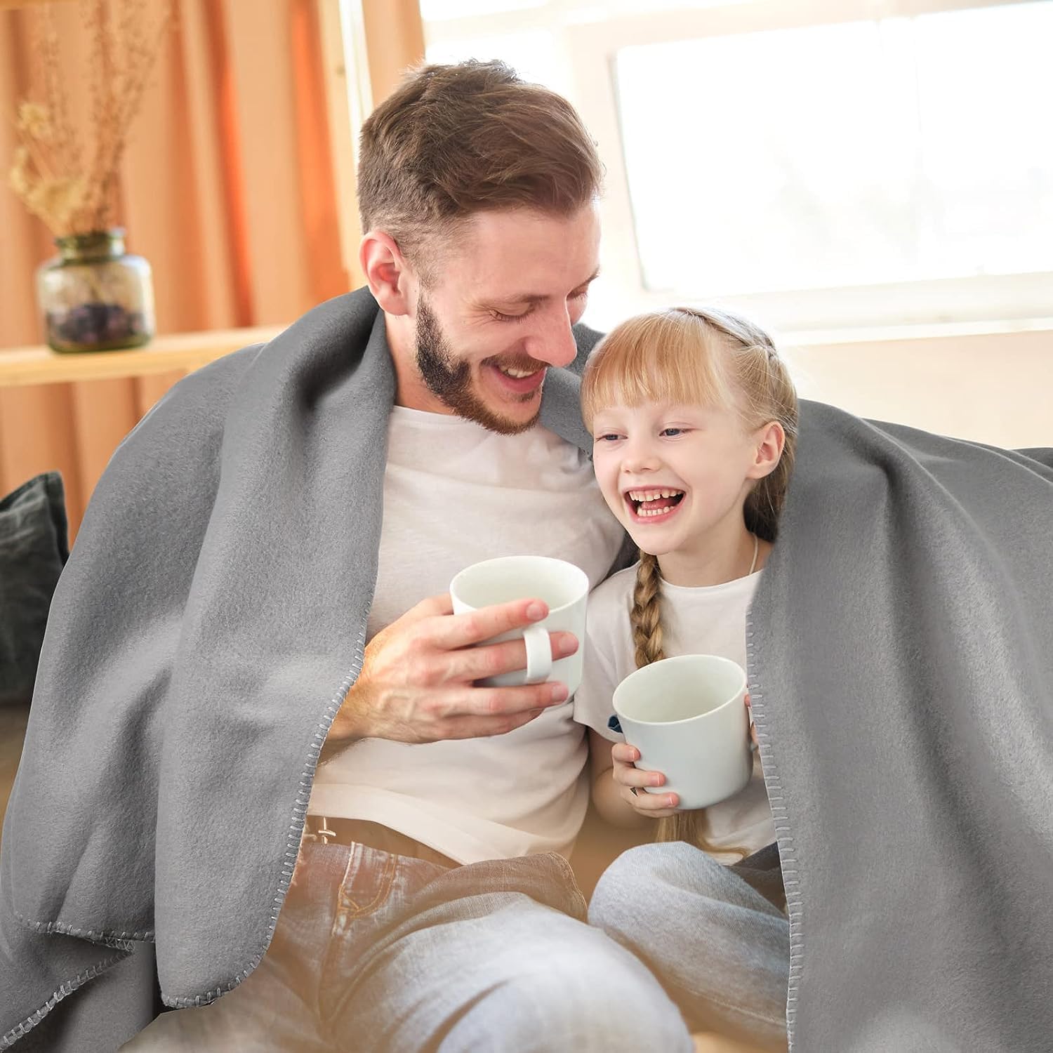 Condition photo showing New/Like New for 50x60 throw blankets, ultra soft hypoallergenic fleece fall throw blanket for living room, couch, chair, bed, grey heather- 24total/bid is per one blanket