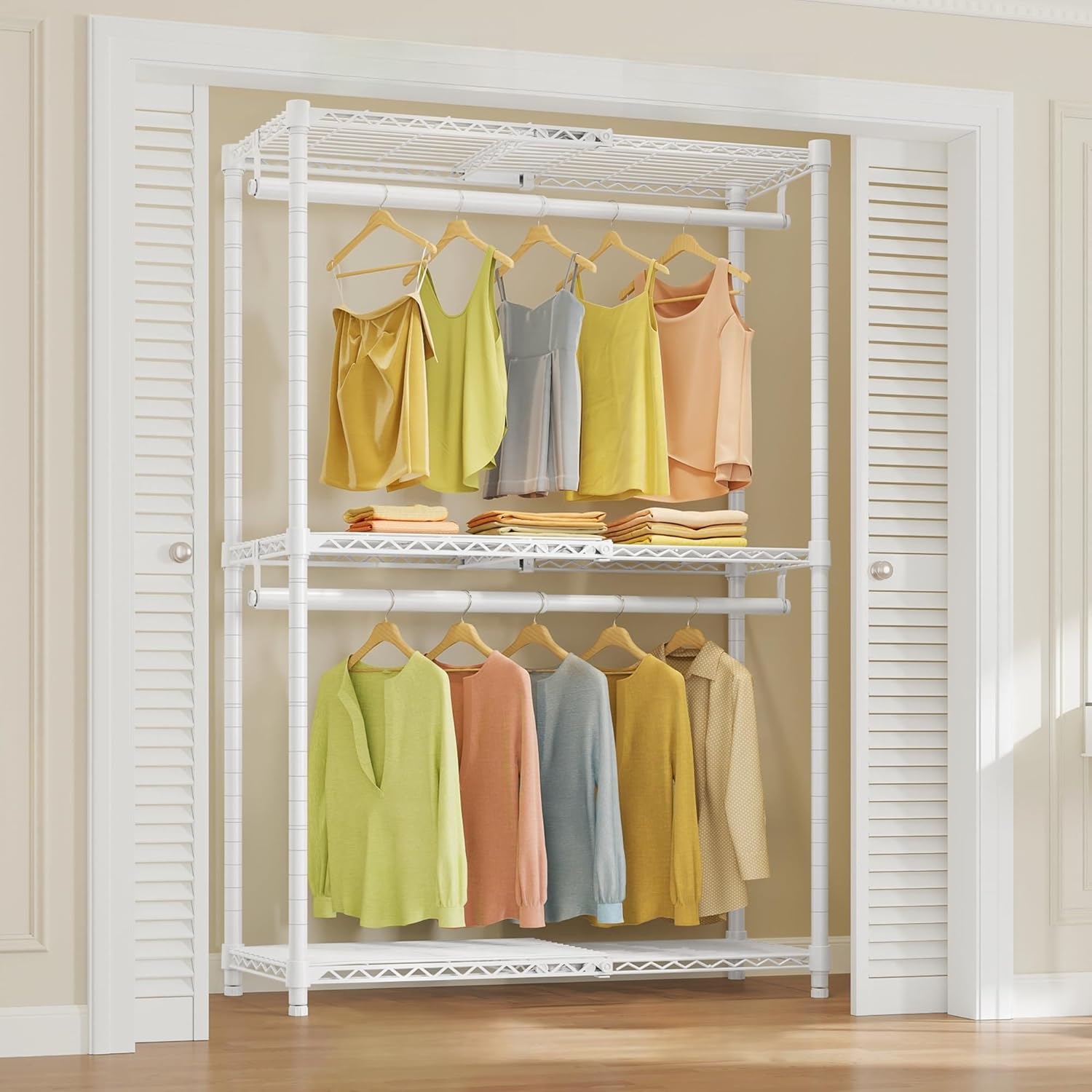 Vipek X1i expandable metal closet rack with extendable shelves