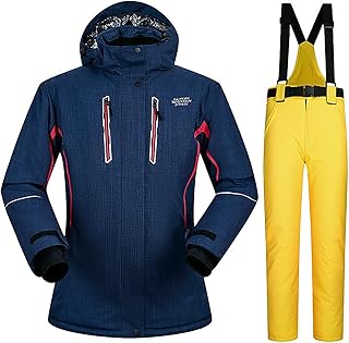Traje de Esquí para Mujer Snowboard para Mujer Chaquetas y Pantalones Térmicos de Engrosamiento de Color Sólido Abrigo Impermeable al Aire Libre
