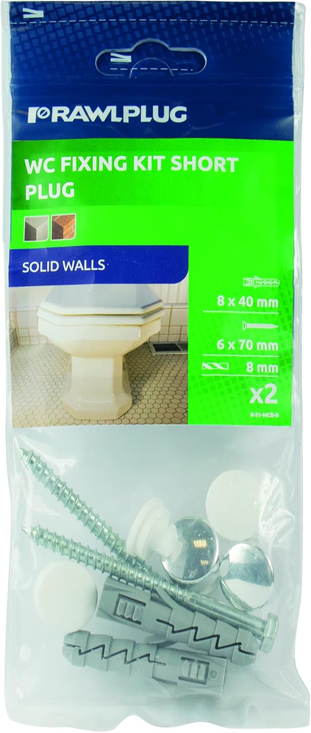 Rawlplug Vertical Toilet Fixing Kit into Shallow Holes WC or Bidet