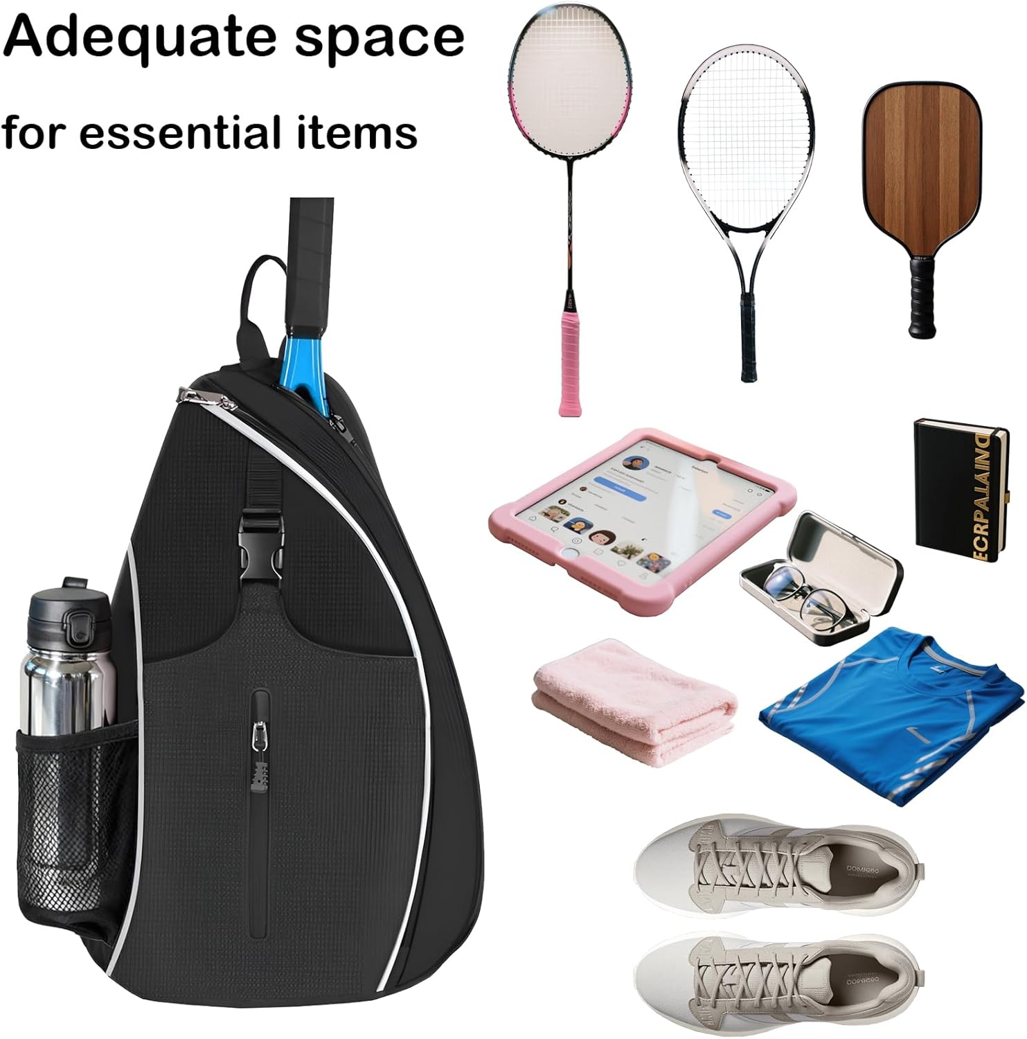Pickleball Bag, Ventilated Water Bottle Holder, Multiple Compartments - Fit for Tournaments, Travel, Court Storage