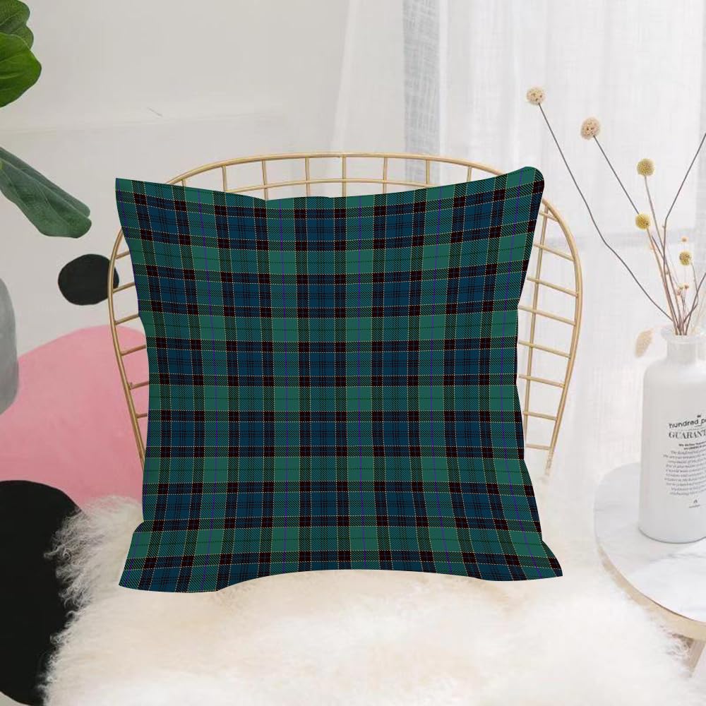 HYOSXW Cushion Cover,Throw Pillow Case Home Decorative for Living Room Bedroom Sofa Chair 16X16 Inch,Classic plaid pattern,Blue checkered design - green and brown tones,Clothing an,Pillowcase 40X40cm
