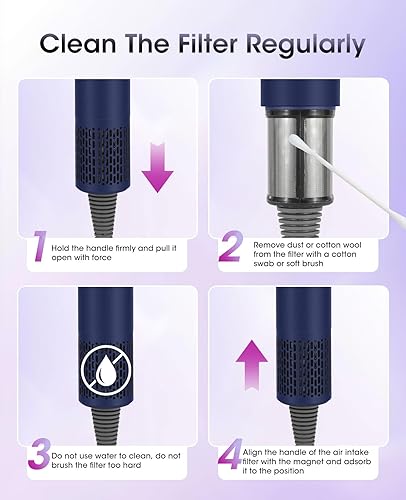 Miniatura 6 de Secador de pelo de viaje, 110000 RPM profesional de alta velocidad, secador de pelo de cuidado iónico negativo con control inteligente de