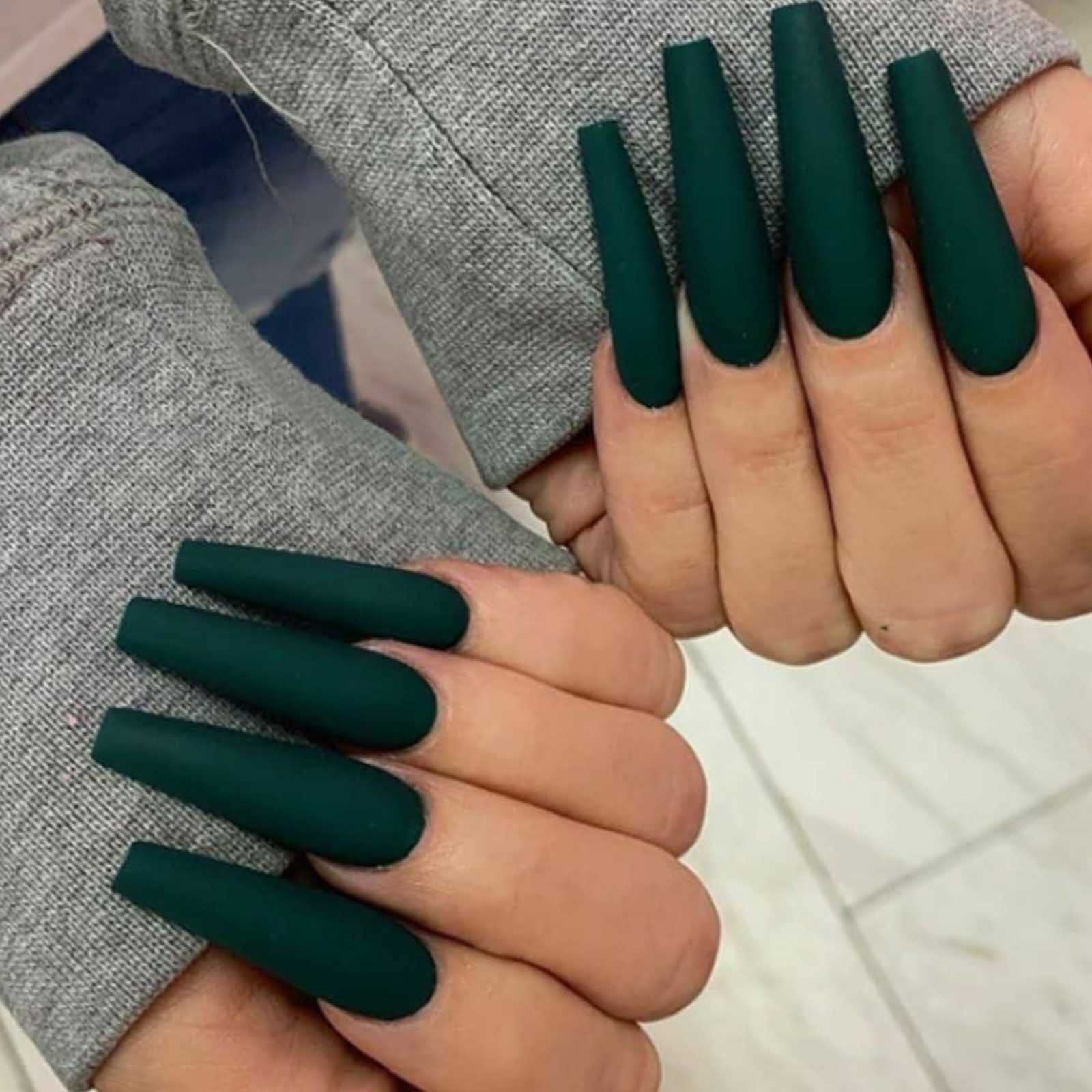 Amazon.com: Kamize Press on Nails Tips Long Acrylic Fake Nails Coffin  Acrylic Ballerina Full Cover False Nails for Women and Girls24PCS (Green) :  Beauty & Personal Care