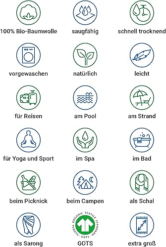 Miniatura 3 de LeStoff Toalla de playa turca 100% algodón orgánico prelavada de 38 x 71 pulgadas, suave, altamente absorbente, de secado rápido, playa, piscina,