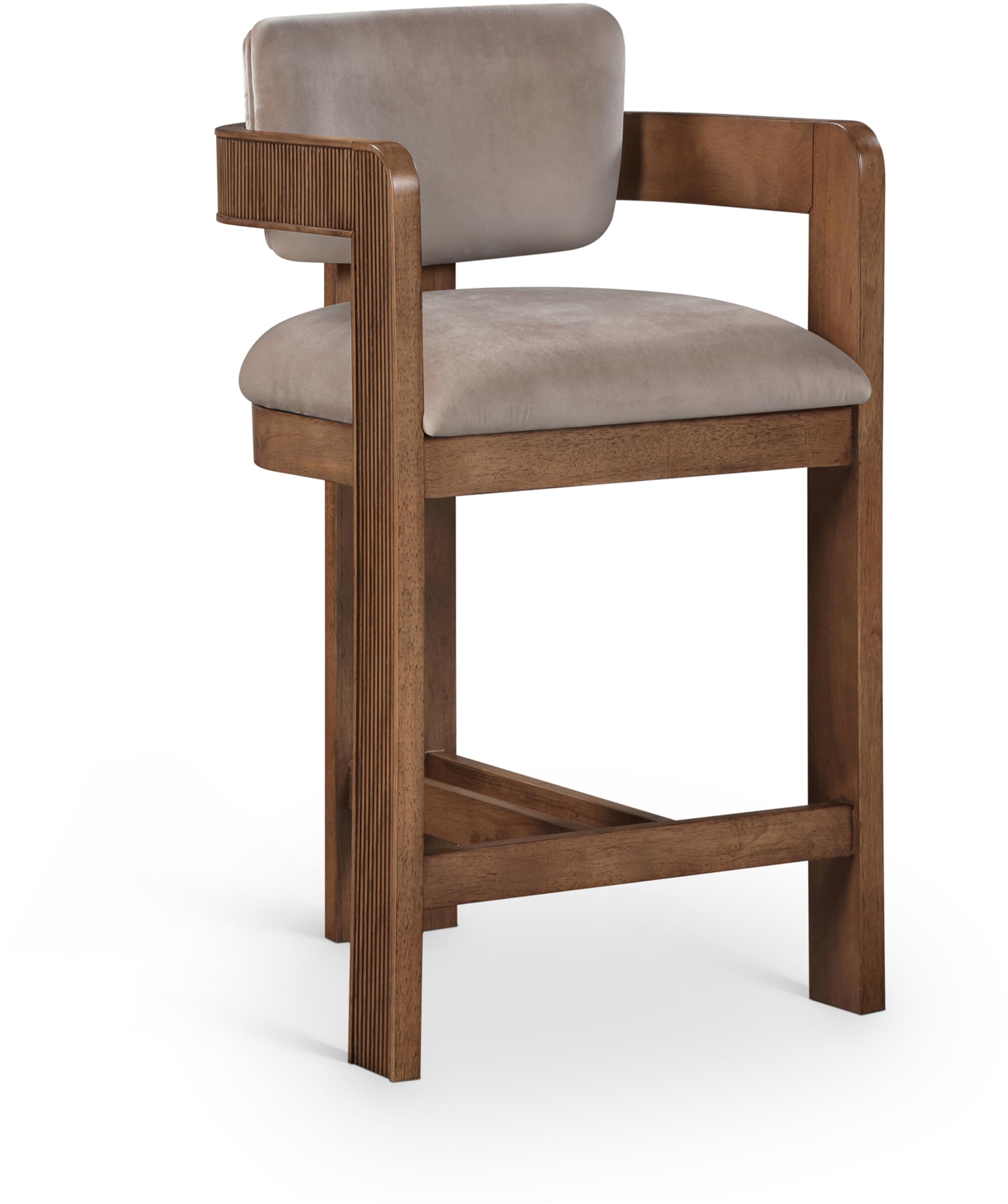 Photo 1 of Meridian Furniture Sacha Velvet Counter Stool, Taupe (CRACK ON HANDLE AS SHOWN IN PHOTOS)