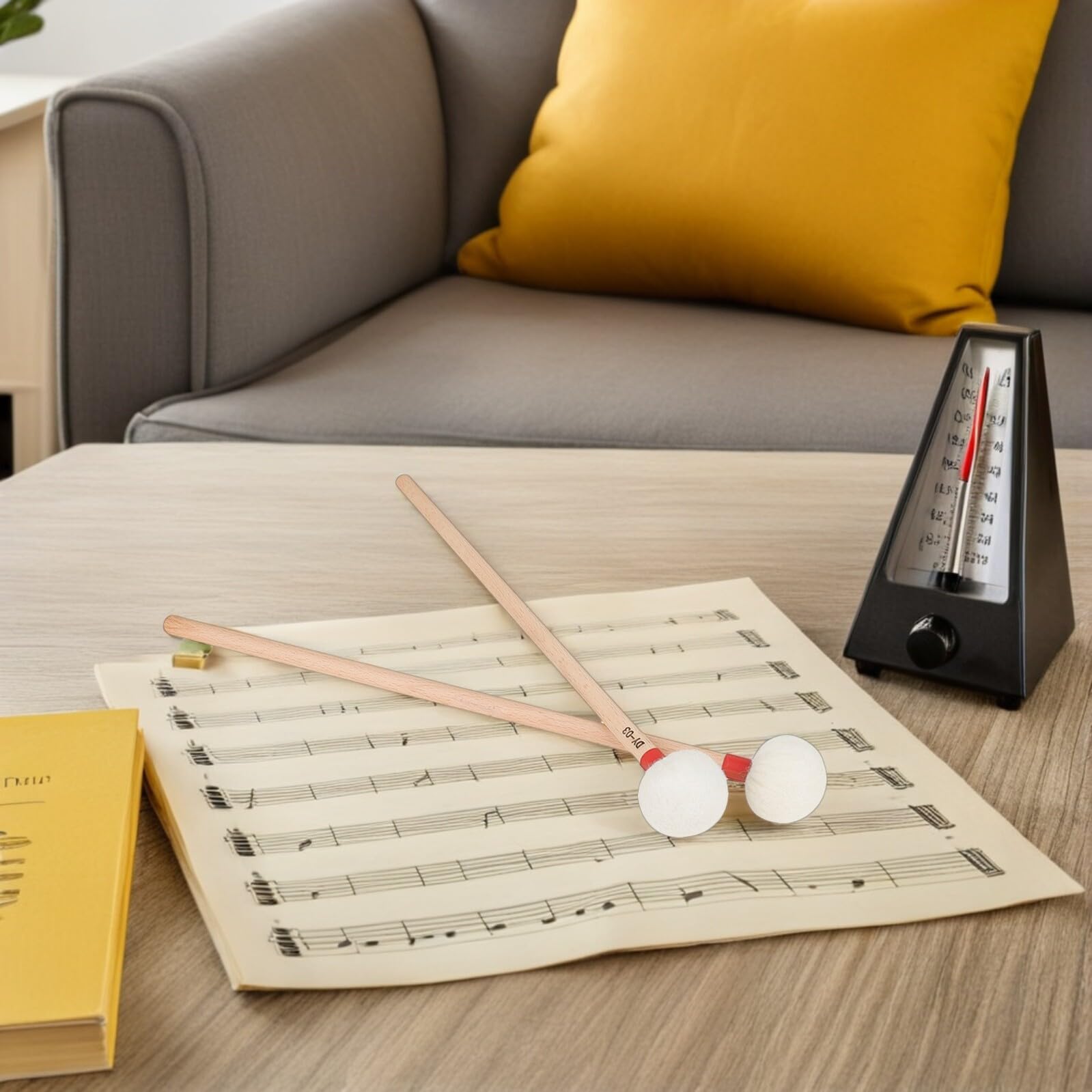 TOYANDONA Bacchette con Manico in Legno in Feltro Beige per Timpani 4 Pezzi Design Ergonomico per Gruppi Scolastici e Ambienti Musicali