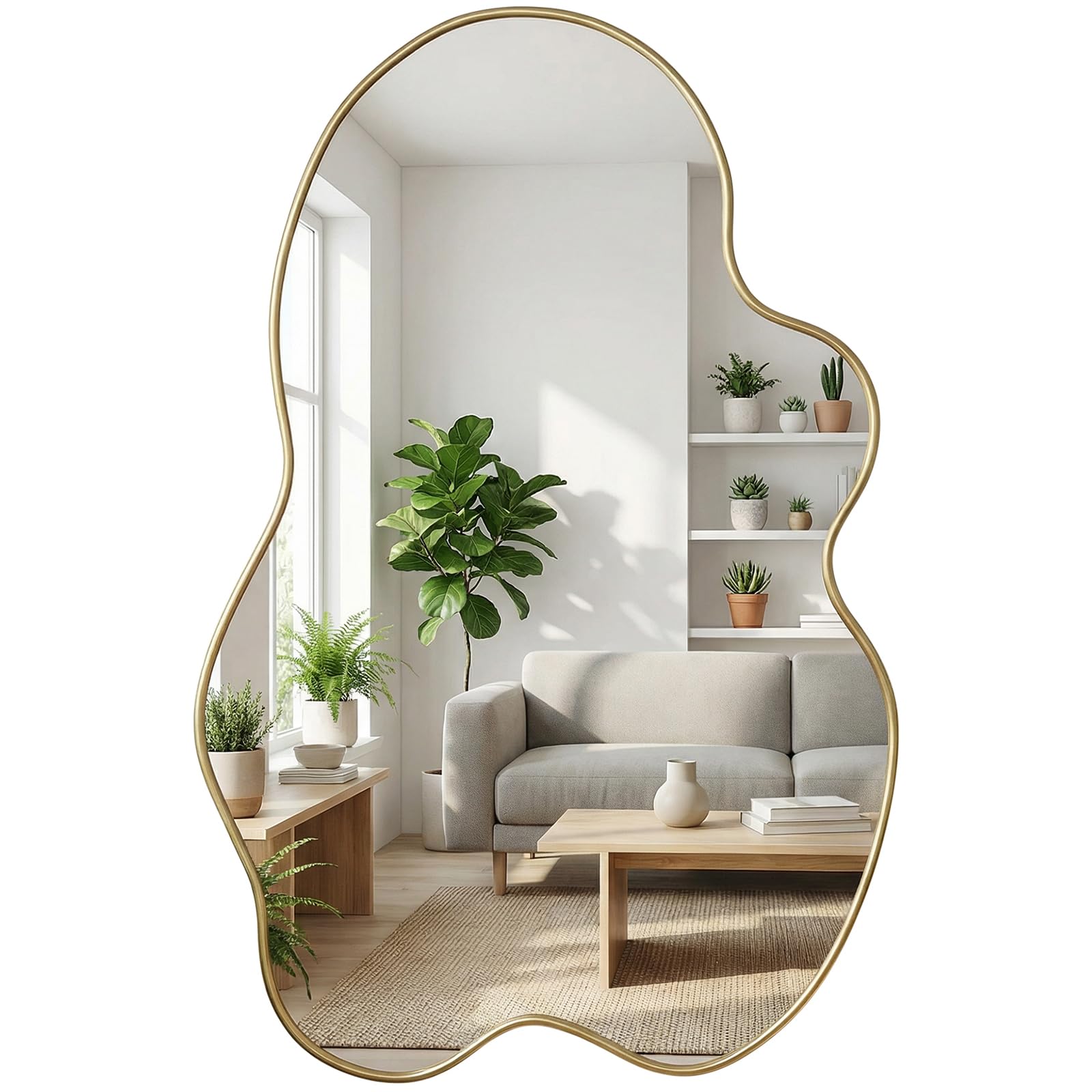 Spiegel Asymmetrisch Groß Gold Wandspiegel Flur 60 x 90 cm