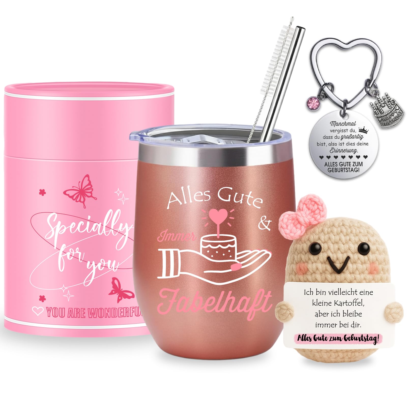 Farbeele Geschenk für Frauen, Thermobecher 350ml Geburtstagsgeschenk für Mama, Frauen, Freundin, Familie, Kollegen, Lustige Geschenkidee, Weihnachten & Geburtstag, Positive Kartoffel