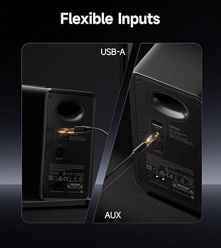 Miniatura 5 de Edifier QR30 2.0 Altavoz activo de escritorio, altavoces compactos Bluetooth V5.4 para computadora, altavoz inalámbrico, 30 W (RMS), entrada con