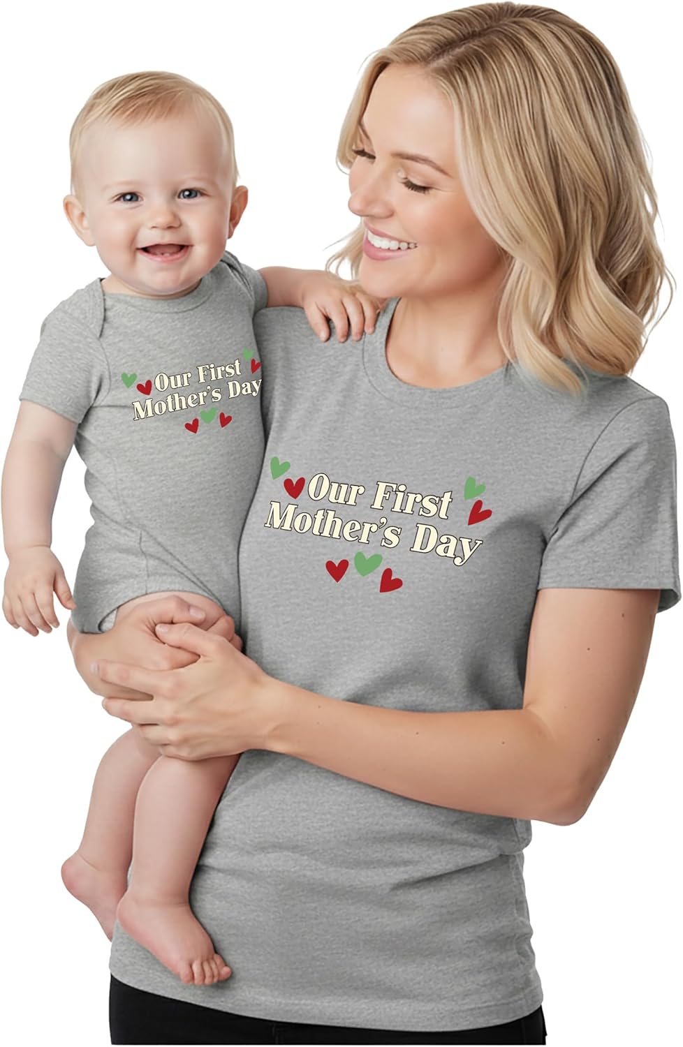 Tstars Our First Mother's Day Mom and Baby Matching Shirts - Mommy and Me Outfit Gift for New Moms and Infant