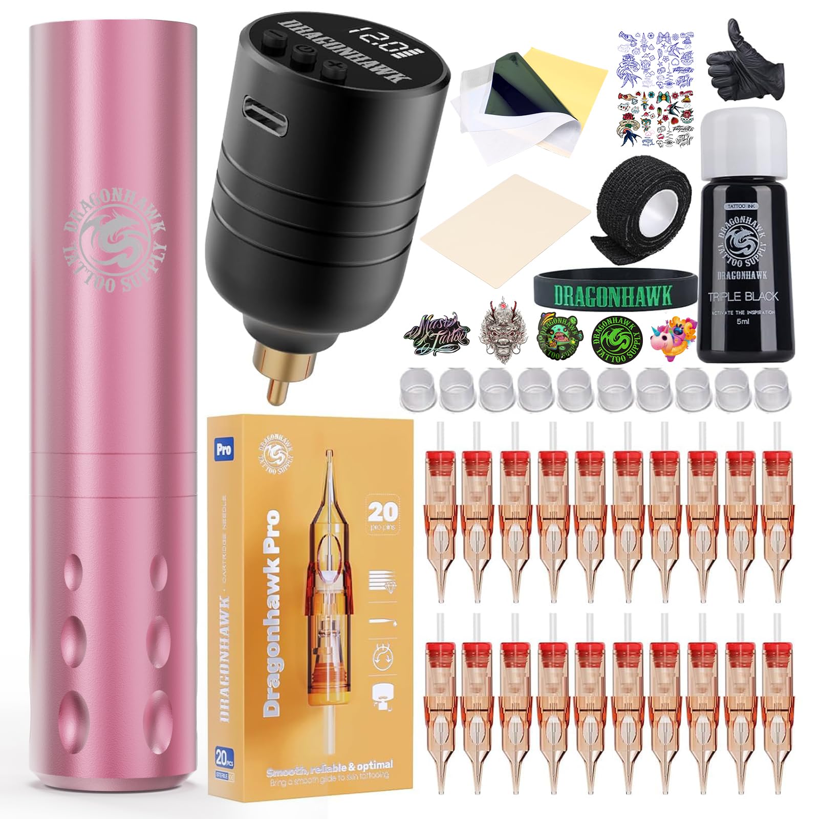 Amazon.com: Dragonhawk S6 Pro Wireless Tattoo Gun Kit - 3.3oz