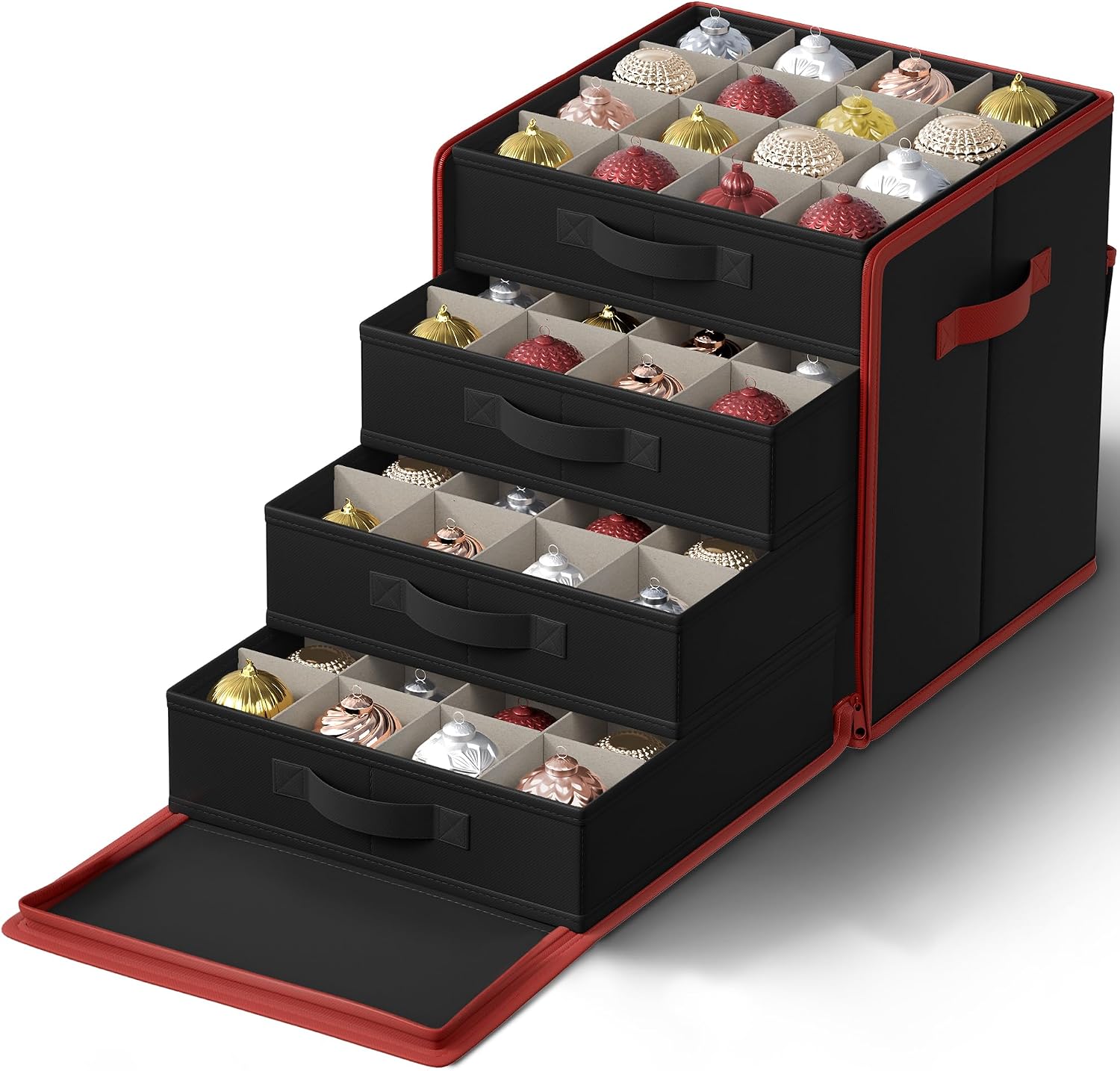 SONGMICS Large Christmas Ornament Storage Box, with Side Open, 64 Slots