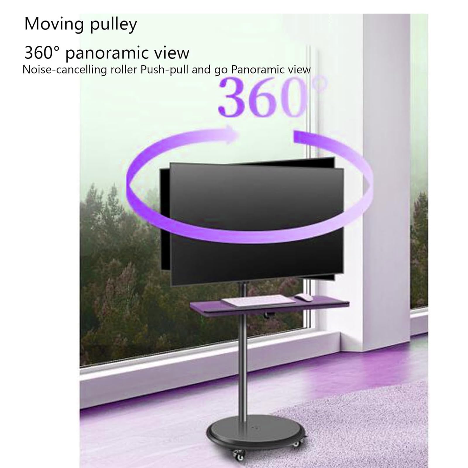 Soporte para TV con Ruedas - Soporte de Suelo para TV LCD, para televisores de 24 a 42 Pulgadas, Soporte para TV con Ruedas con Bandeja de Ajuste Universal, soporta,