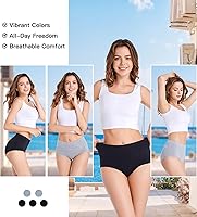 Vista 4 de HAVVIS Bragas Ropa Interior de Mujer de Algodón Cintura Alta Control Abdominal Panties Rosa Jacquard para Damas Multipack