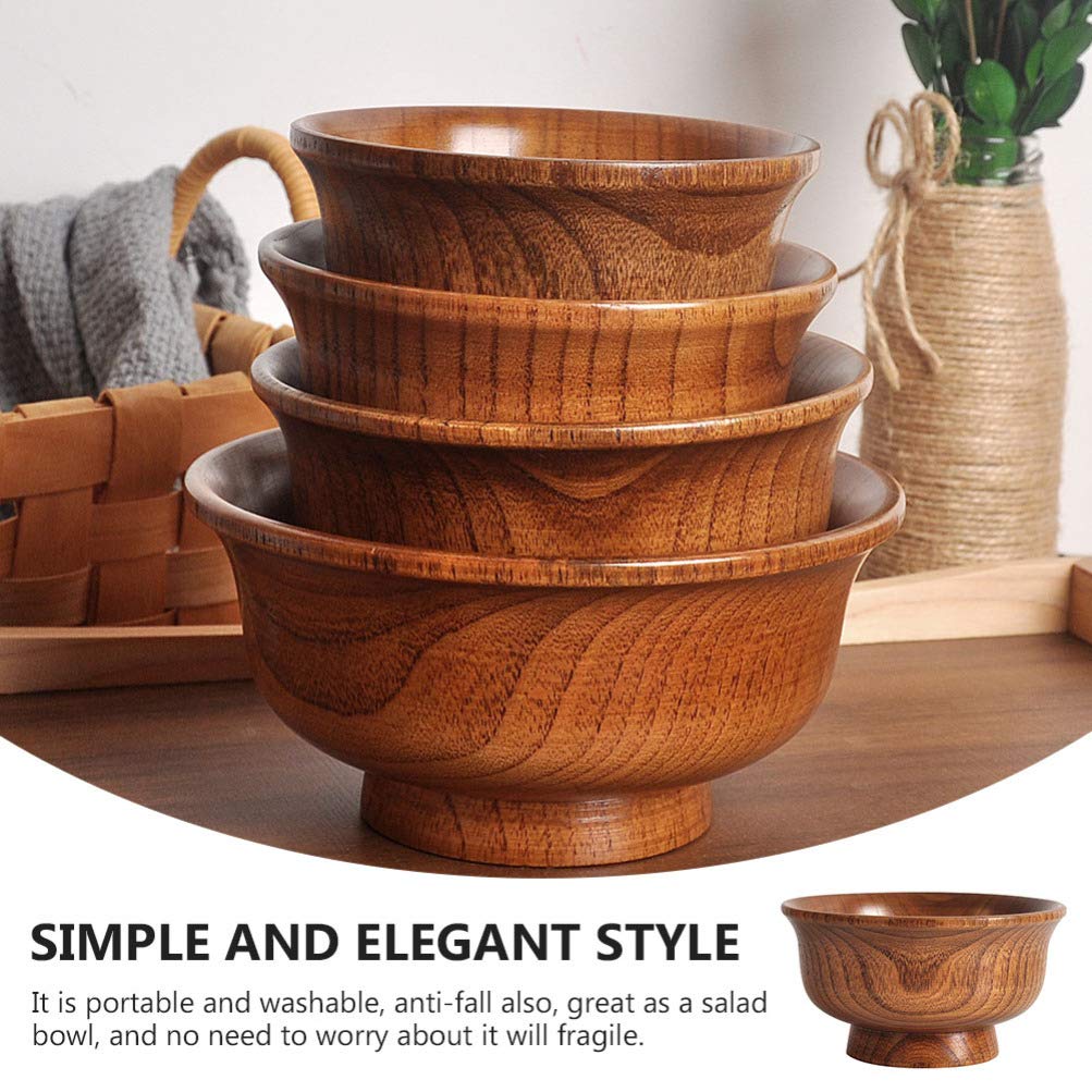 Ensaladera de Madera Tazón para Servir con Patas de Madera Taza de té de la Leche para Ensalada Arroz Miso Sopa Frutas Exhibición Decorativa 13x13x7cm