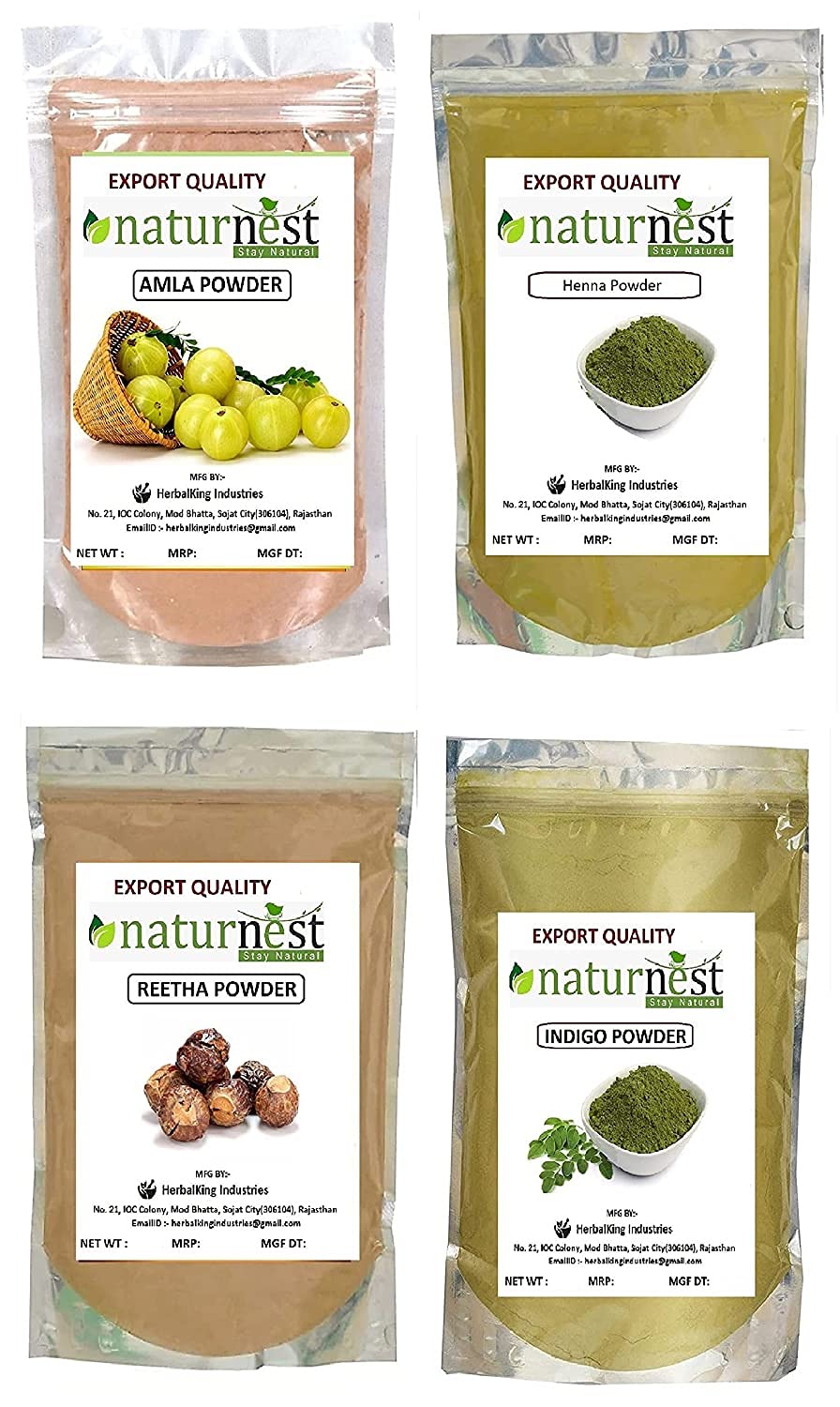 Naturenest Henna, Amla, Aritha, indigo Powder For Hair (Pack of 4) for hair care treatement and hair growth and natural hair pack and powder strong and shining for hair and silky hair 400 gm-picture-30