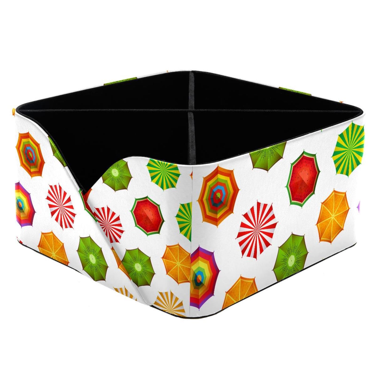 KengjuTesu Summer Beach Umbrellas Pattern Desktop Organizer Pen Holder, Rectangular Pencil Cup for Office, Study and Makeup Stations