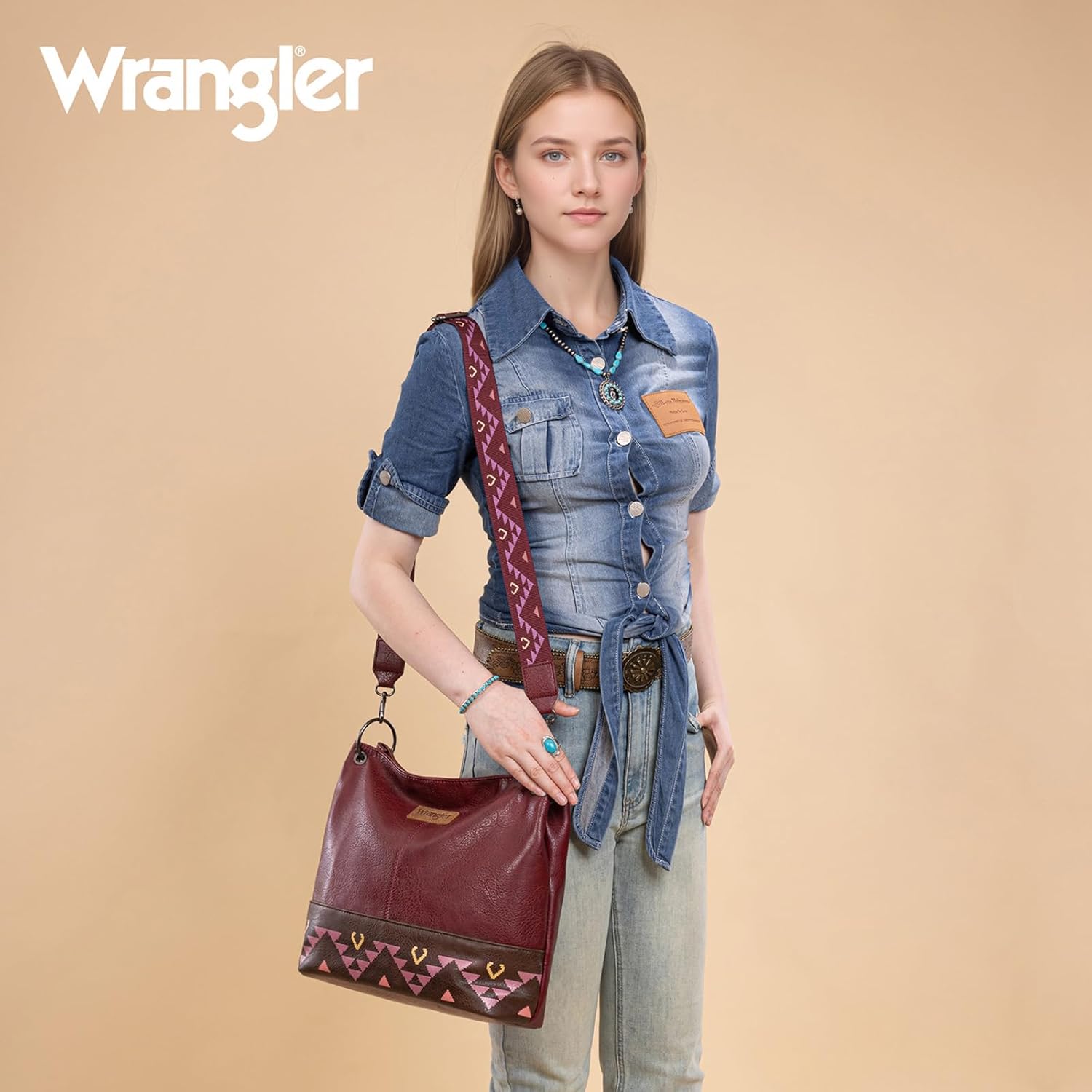 Wrangler Hobo Bags for Women Vegan Leather Top Handle Shoulder Purses and Handbags - Image 9