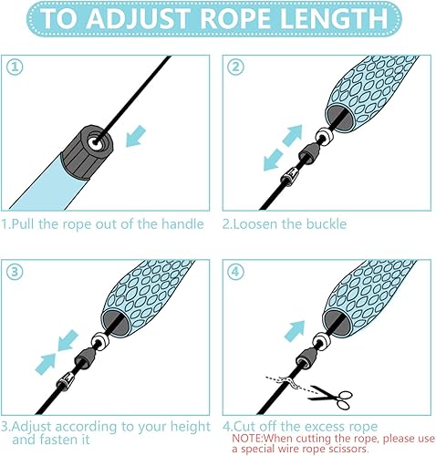 Miniatura 9 de Cuerda de saltar con rodamientos de bolas, cuerda de velocidad de acero de 0.118 pulgadas para doble bajo, sin enredos, cuerda de saltar ligera