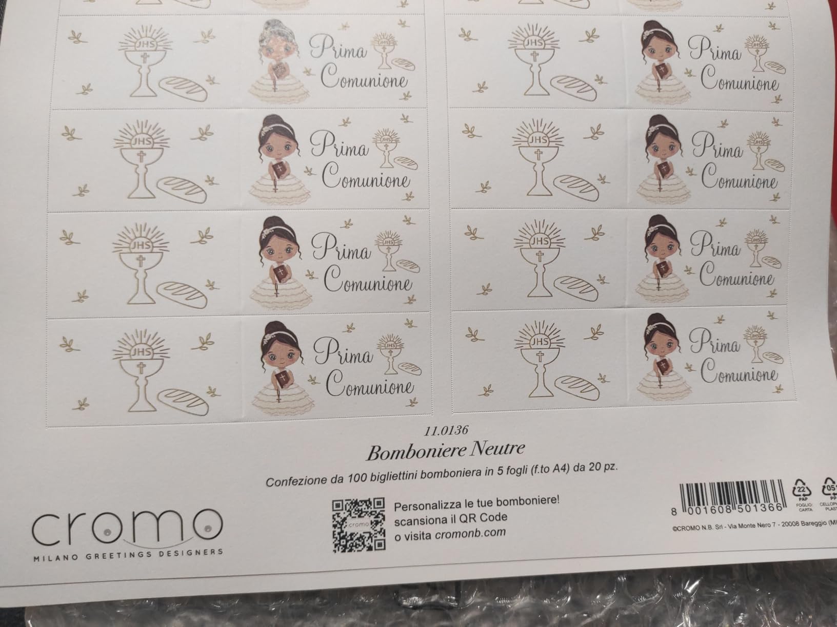 Bigliettini Bomboniera Personalizzati | 60 Pezzi | Per Comunione, Matrimonio | Carta 300g - Foto 8
