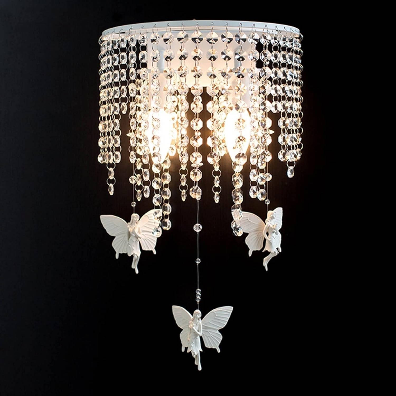 MYUYEE European Wall Light Luxury Crystal Wall Lamp Living Room Angel Decoration Sconce Home Corridor Aisle 2-Lights Mural Lamp,Chaner Lamp