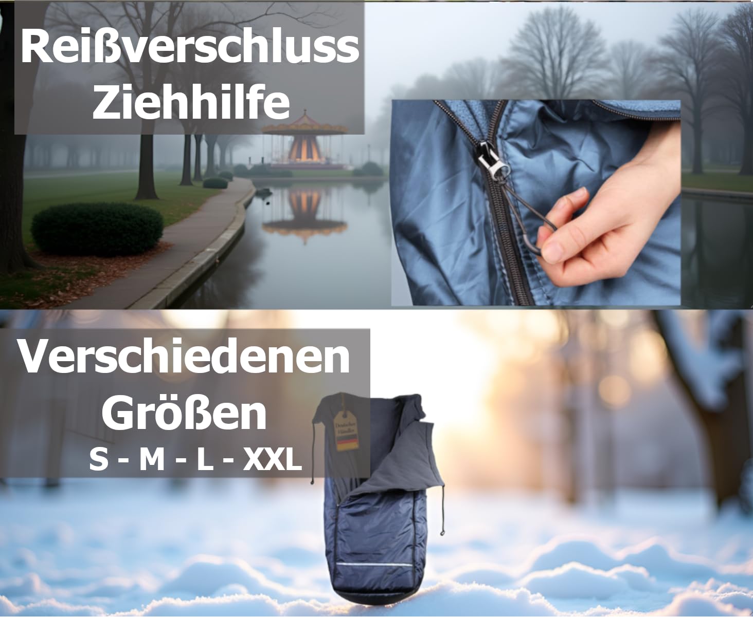 FabaCare Rollstuhl-Schlupfsack ThermoFit 2.0 Polar-Fleece, Größe L | Polar-Fleece trifft passgenaue Größenauswahl | wasserabweisend | Reflexstreifen | leicht zu öffnen, schließen | rutschhemmend