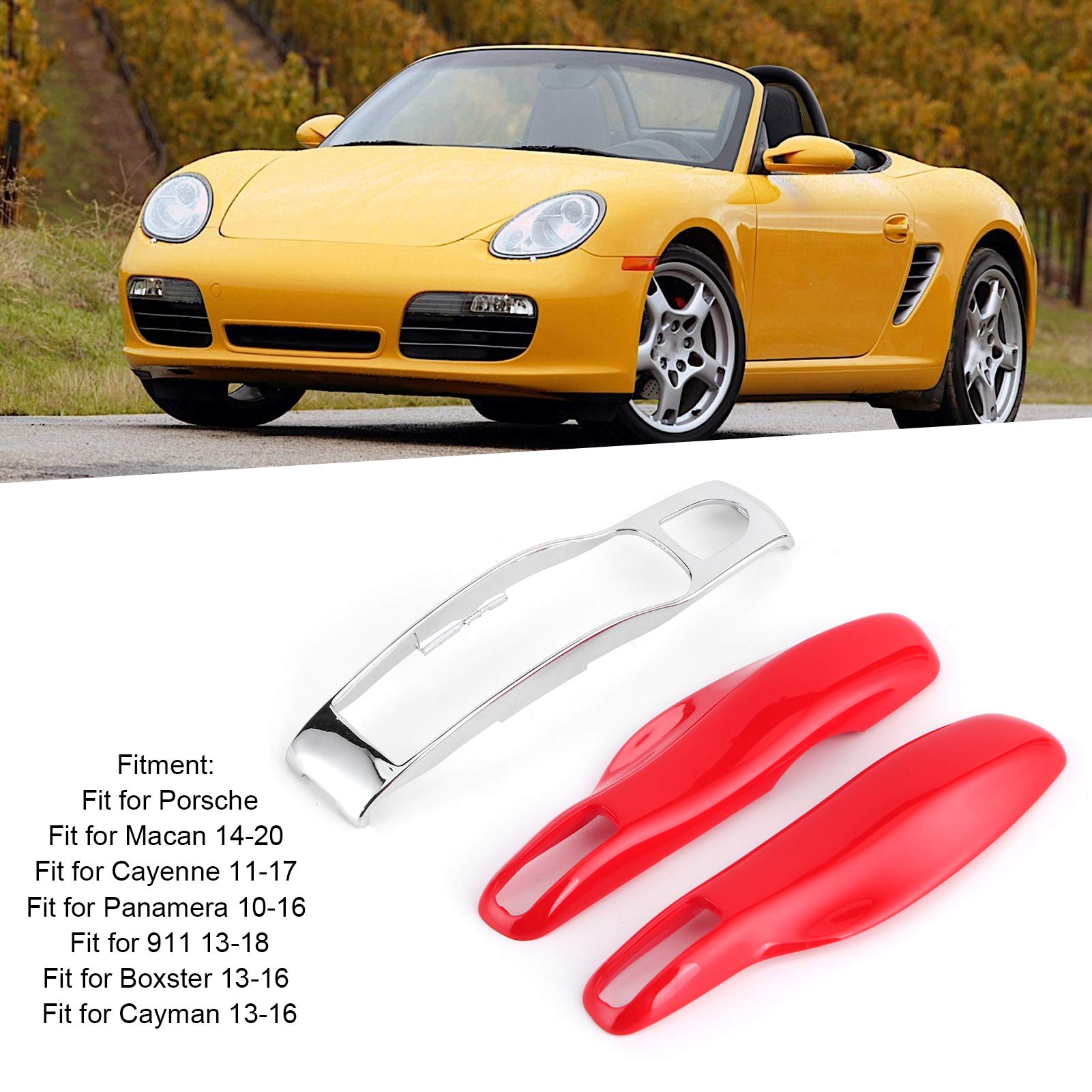 Fob per chiavi, 3 pezzi in ABS per portachiavi con custodia protettiva adatta per Porsche Macan/Cayenne/Panamera(Rosso+Argento