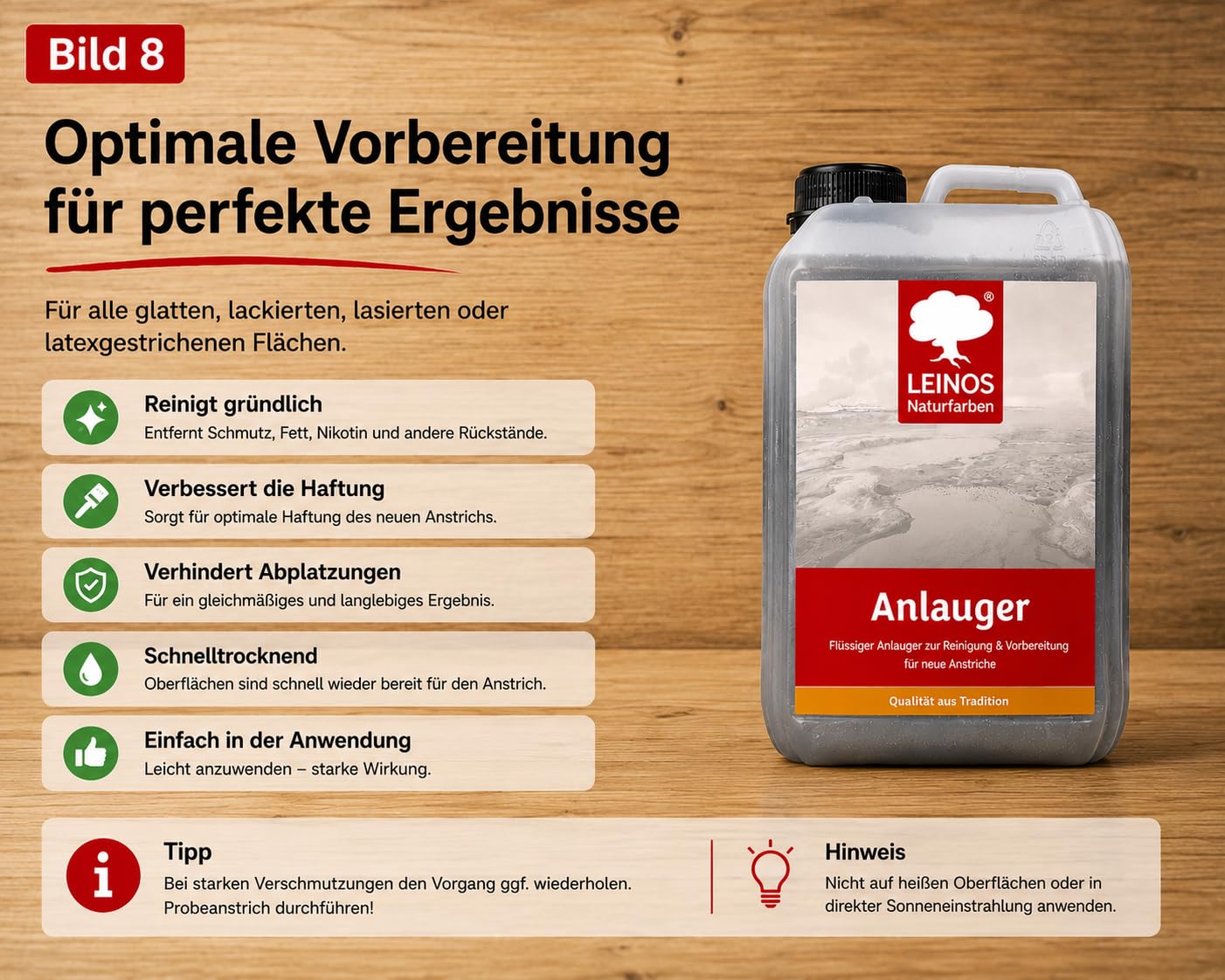 LEINOS 950 Anlauger 2,50 l – Reiniger & Untergrundvorbereitung für geölte, lackierte & latexgestrichene Flächen | entfernt Fett & Schmutz | für Öllack-Anstriche | ideal für unzugängliche Bereiche