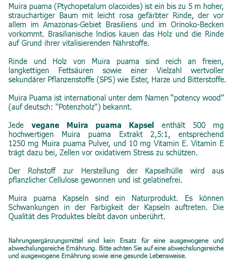 Muira puama 500 mg Extrakt vegan Kapsel 200 Stk.