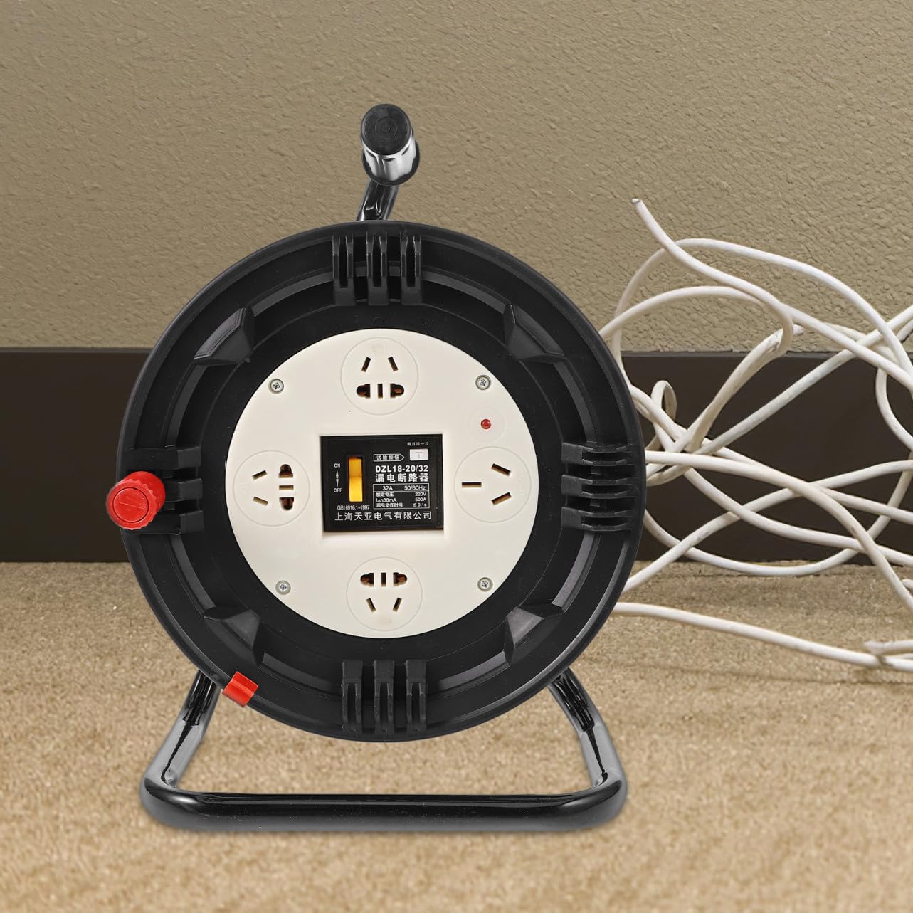 Alipis Enrollador de Cable Retractil, Carrete de Almacenamiento de Cable Negro de Plástico, Organiza y Guarda 30 Metros para Hogar y Oficina