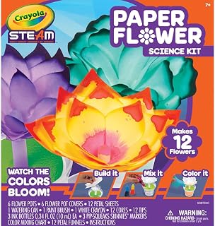 Crayola STEAM Paper Flower Science Kit - Color Changing Wicking Flowers Craft for Kids Ages 7+