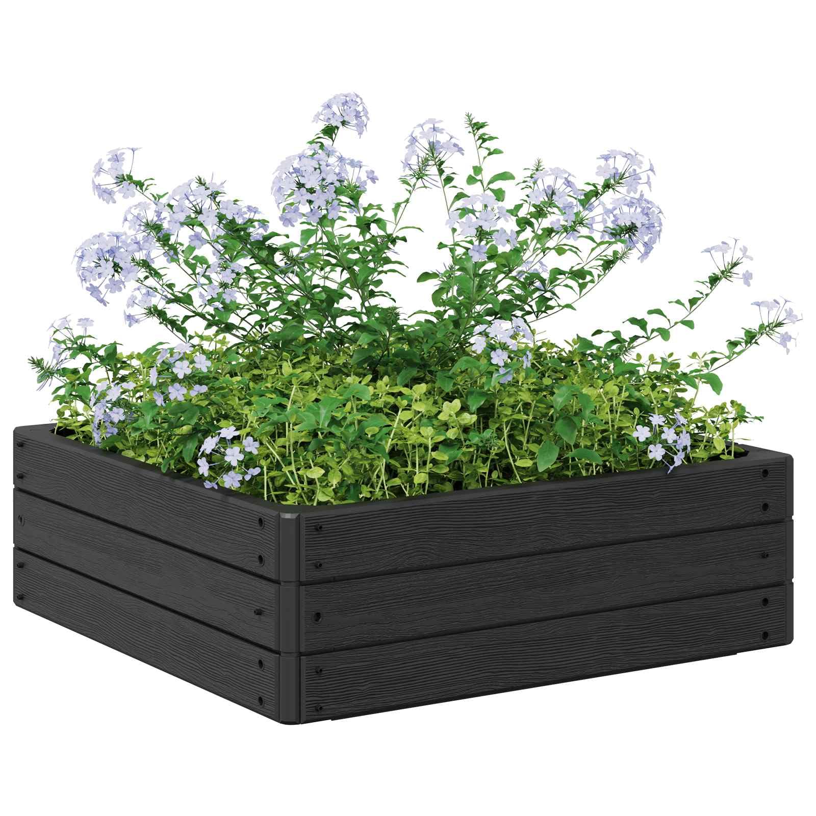 vidaXL Podniesiony grządka Czarny 75,5 x 75,5 x 25 cm PP