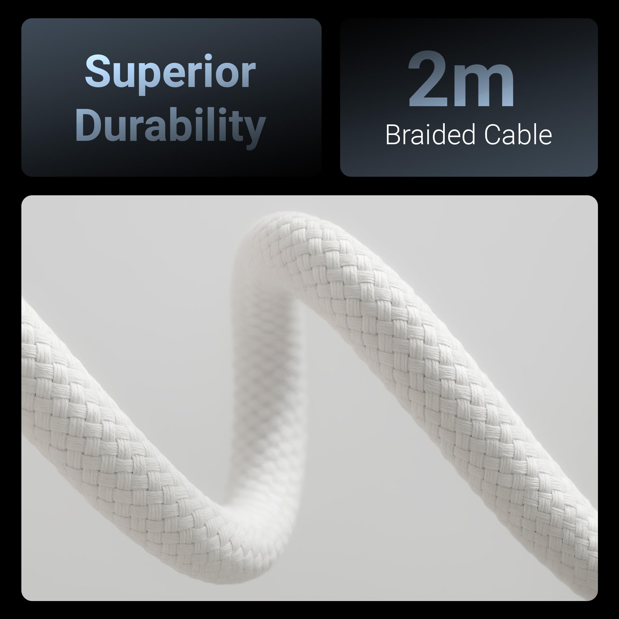 Zebronics Wattz 240CC1 Type-C to Type-C Braided Cable, PD 240W, 2 Meter, Durable, Charge & Sync, Rapid Charging, For Laptops, Tablets, Mobiles (White) — Amazon image 5