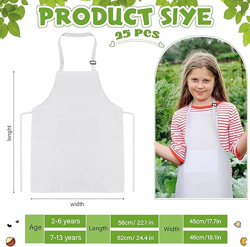 Miniatura 2 de Handepo 25 Pcs Children Artists Aprons Adjustable Chef Apron Kids Painting Aprons for Cooking Kitchen Grilling Painting