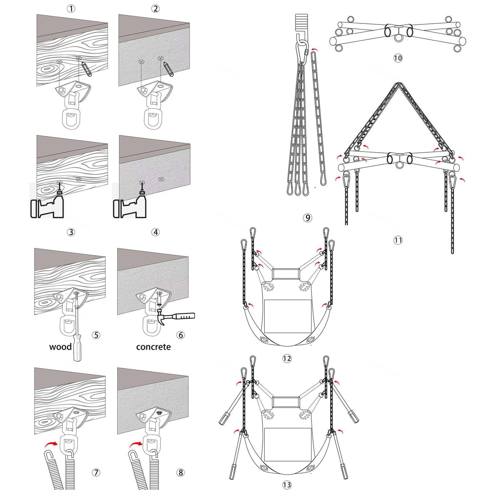 Balancoire Sexuelle Pour Couple Plafond Suspendue Adulte Érotique Support Balançoire De Porte Portique Interieur Cuir,#6