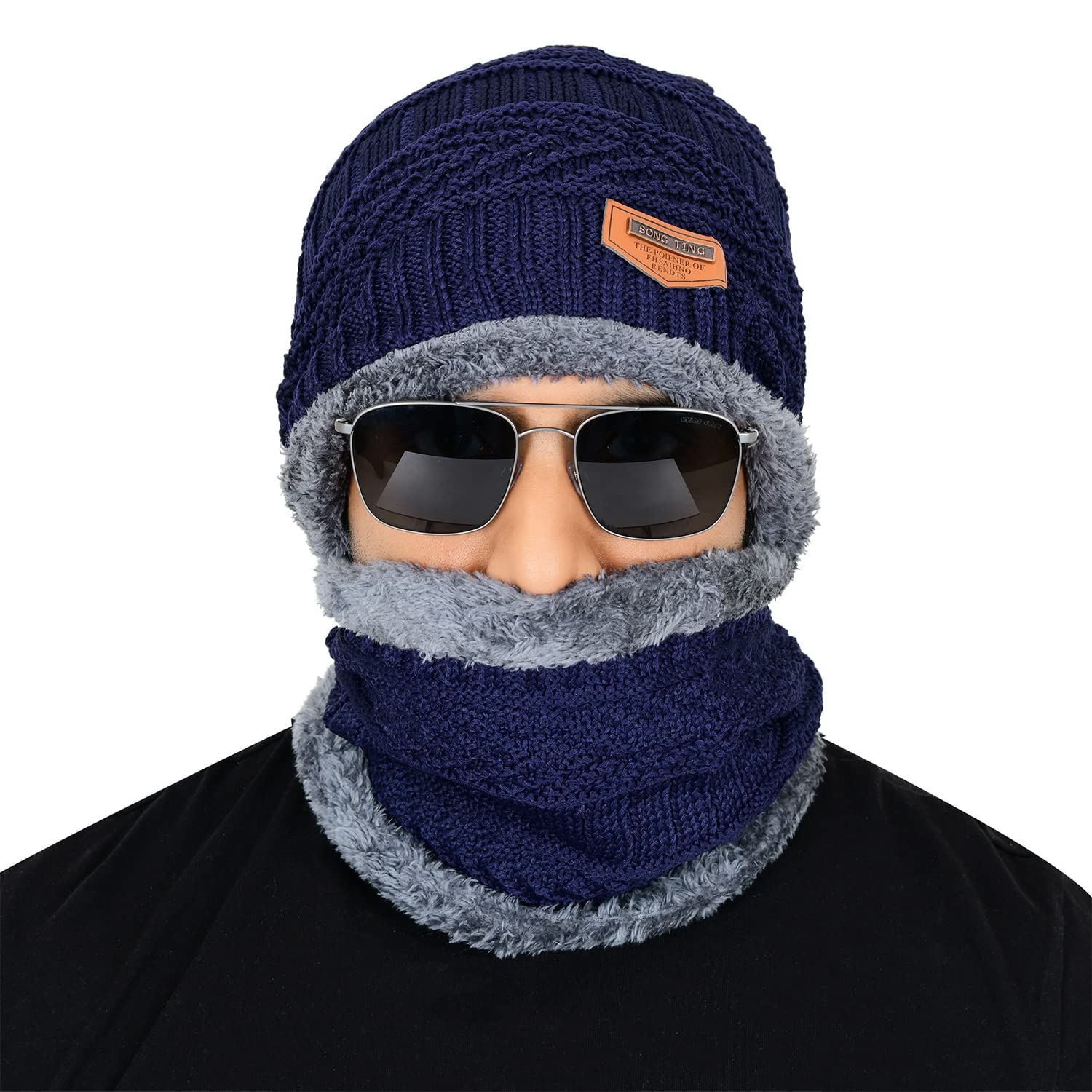 Amazon Brand - Nora Nico Winter Beanie Hat Scarf Set Warm Knit Hat Thick Fleece Lined Winter Hat & Scarf for Men Women-image-3
