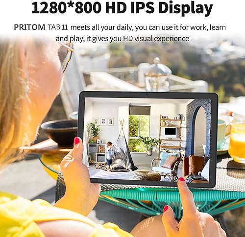 Miniatura 5 de PRITOM TAB11 Tablet Android de 10 pulgadas, Octa-Core, 128GB, Wi-Fi 6, pantalla HD IPS, cámara dual, Bluetooth, FM, USB C, tableta con funda