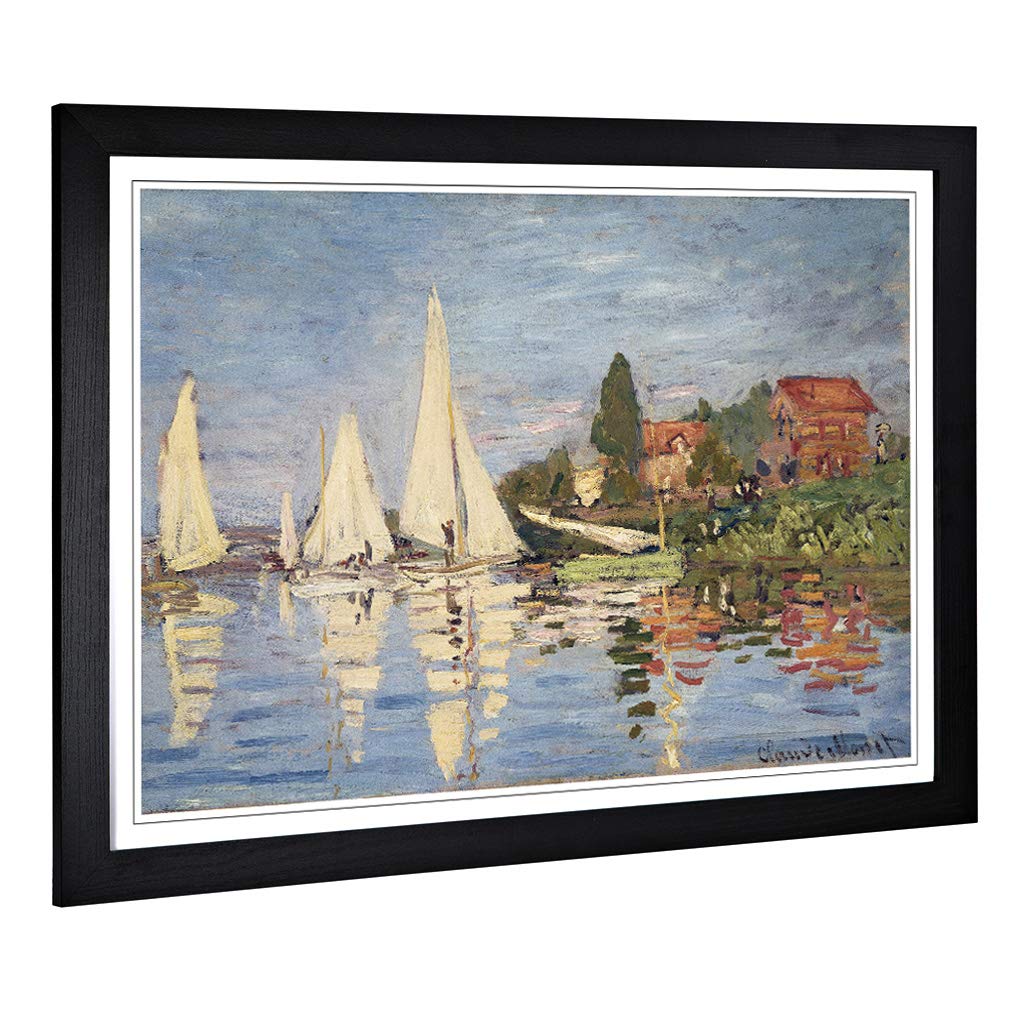Big Box Art Framed Print of Claude Monet Regattas at Argenteuil (1) Design | Wall Art Picture | Home Decor for Kitchen, Living Room, Bedroom, Hallway, Black, A2 / 24.5x18 Inch / 62x45cm