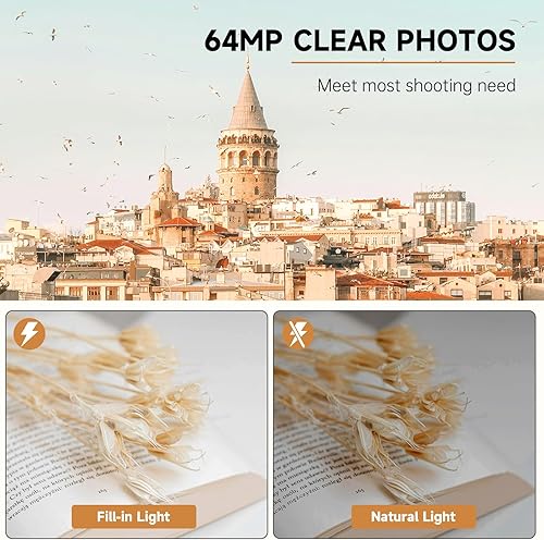 Miniatura 4 de Mini cámara digital vintage 4K 64MP con llavero, cámara de video de nostalgia retro de bolsillo con luz LED y tarjeta micro SD de 32 G, adecuada