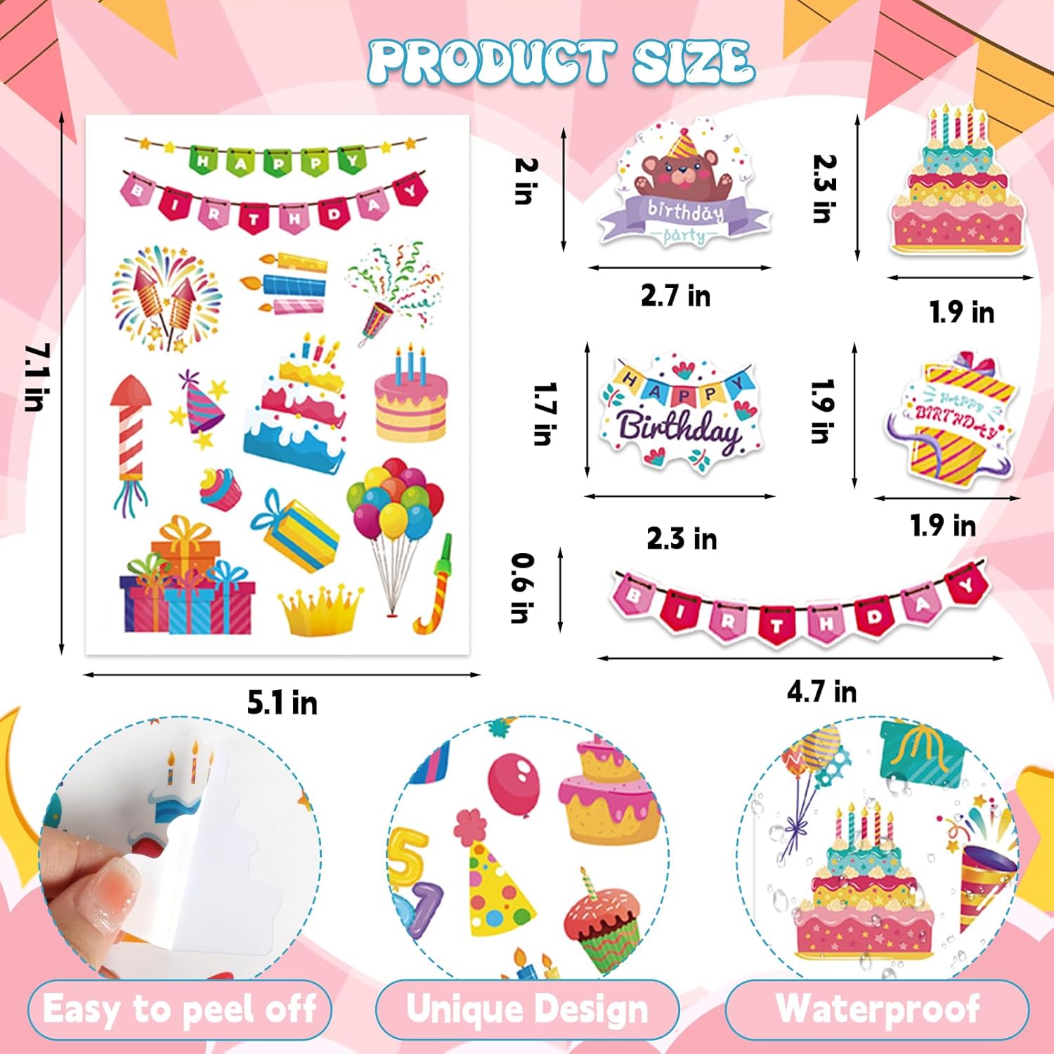 315Pcs Happy Birthday Stickers, Colorful Birthday Party Stickers for Scrapbooking Cards Party Favors Wrap Decor