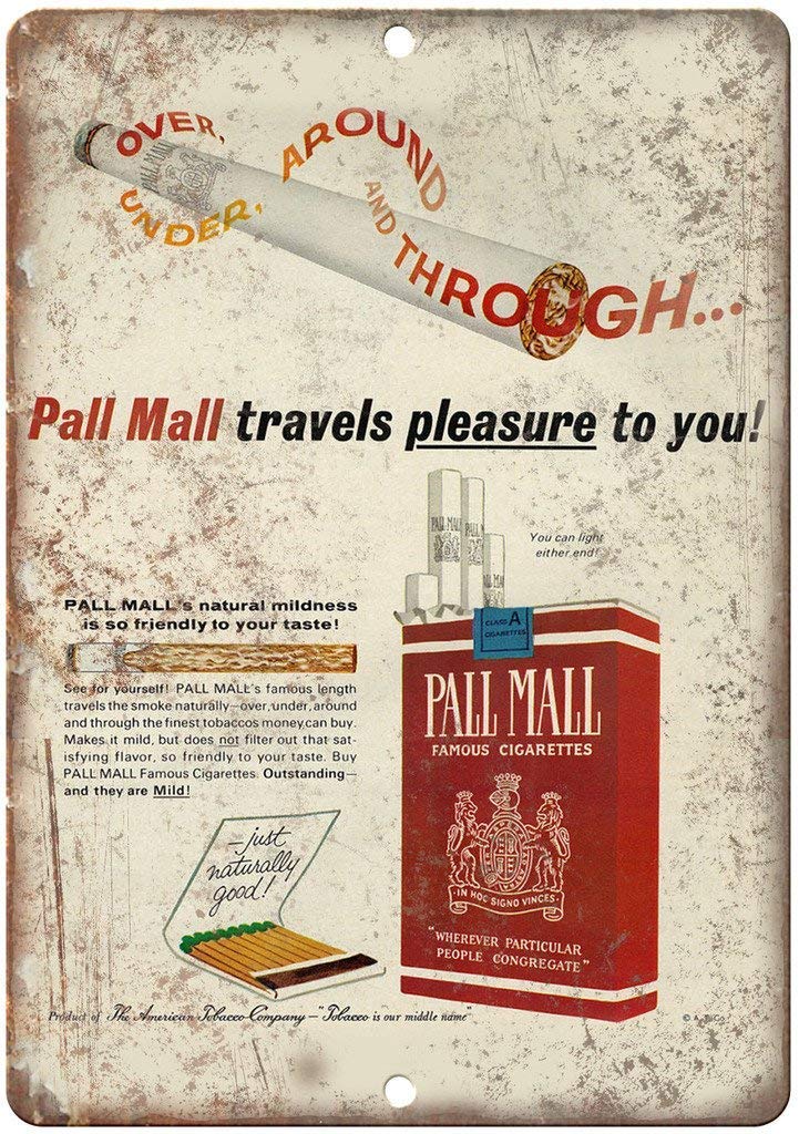 Pall Mall Happy Cigarette Tobacco Tin Sign -Funny Gift for Him Or Her Home Novelty Retro Parlor Cafe Store Mural Metal Tin Signs Wall Decor 12x8inch