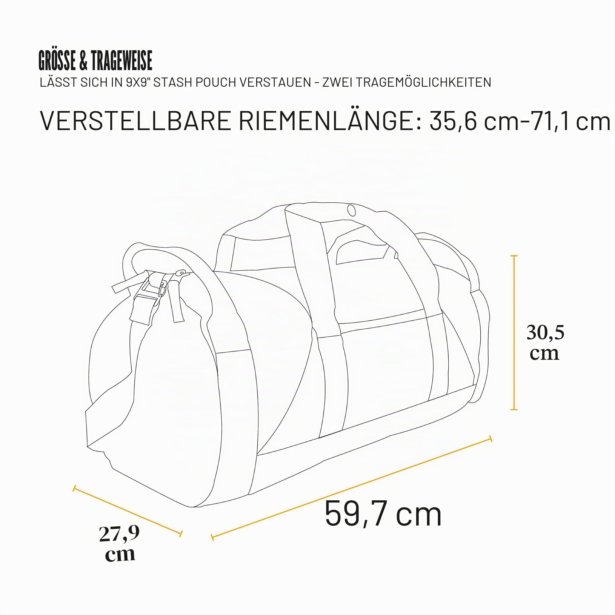 Carhartt Klassische runde Reisetasche mit Mehrzwecktasche, strapazierfähig, wasserabweisend, verstaubar, für Baustelle, Fitnessstudio und Reisen