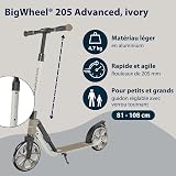HUDORA BigWheel® 205 Advanced Scooter - ivory - Comfortable aluminium scooter for up to 100kg - Height-adjustable & foldable city scooter - Kick scooter for children/teenagers & adults - 2